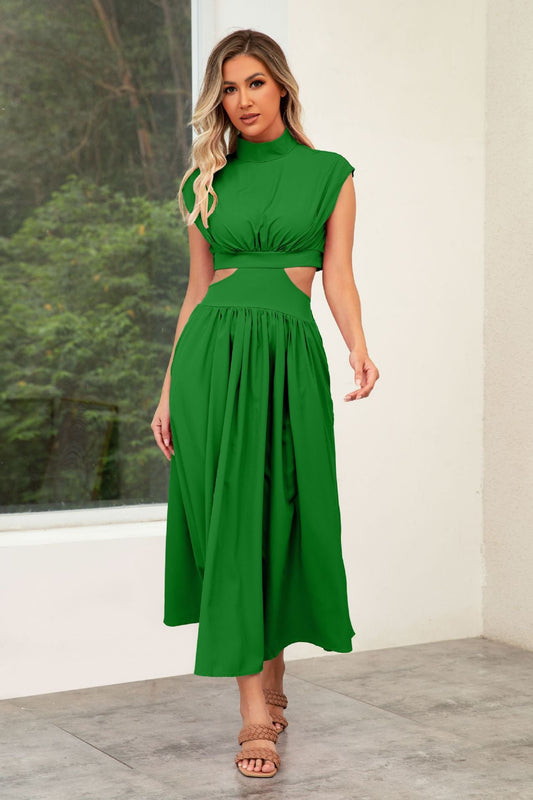 Damen Cut-Out Sommerkleid mit hohem Kragen WW