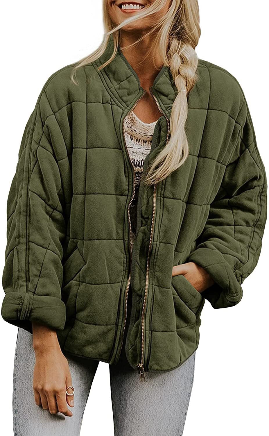 Women's Quilted Hooded Jacket with Zipper and Pockets WW
