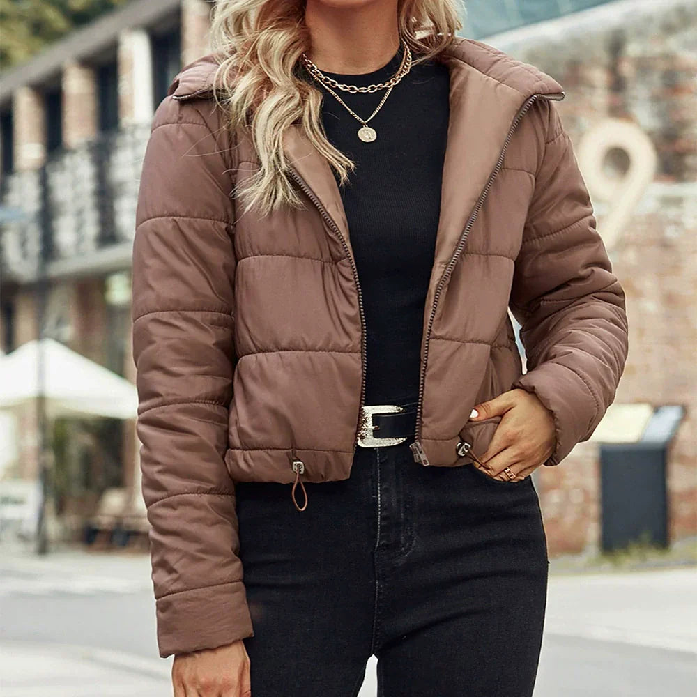 WW | Quilted Jacket Cotton Blend Shorter Cut Hood Zip Closure