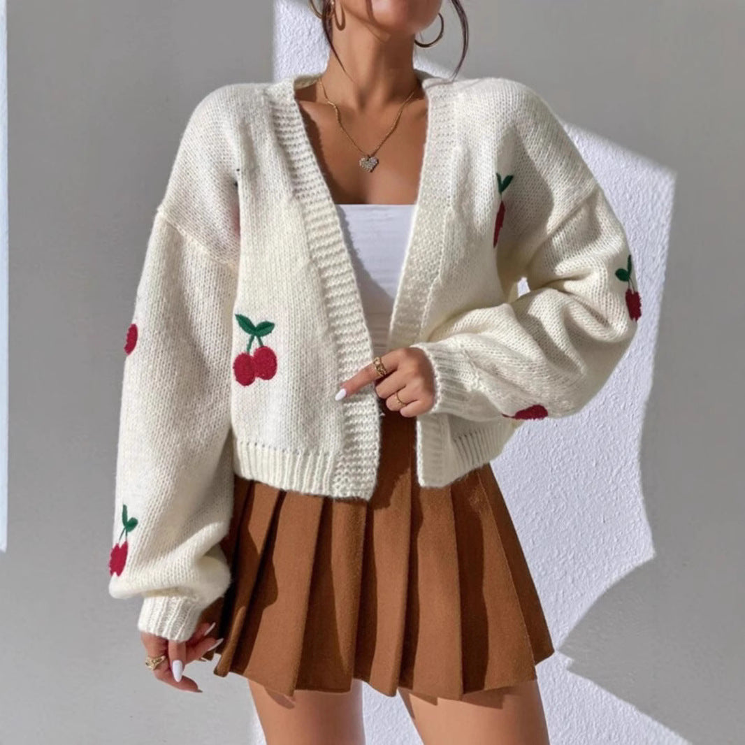 Damen Strickjacke mit Kirschen W&W