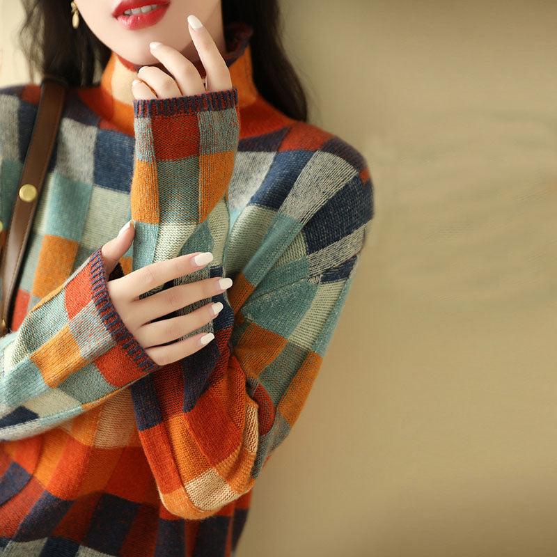 WW | Bunter Karierter Strickpullover