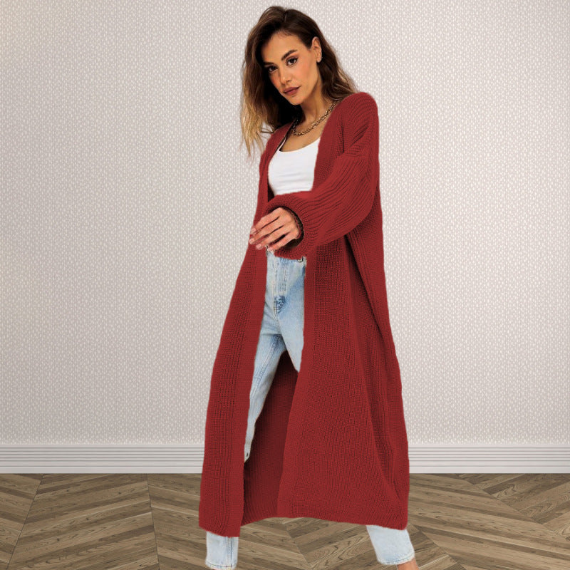 Women's Open-Front Chunky Knit Cardigan with Deep Pockets WW