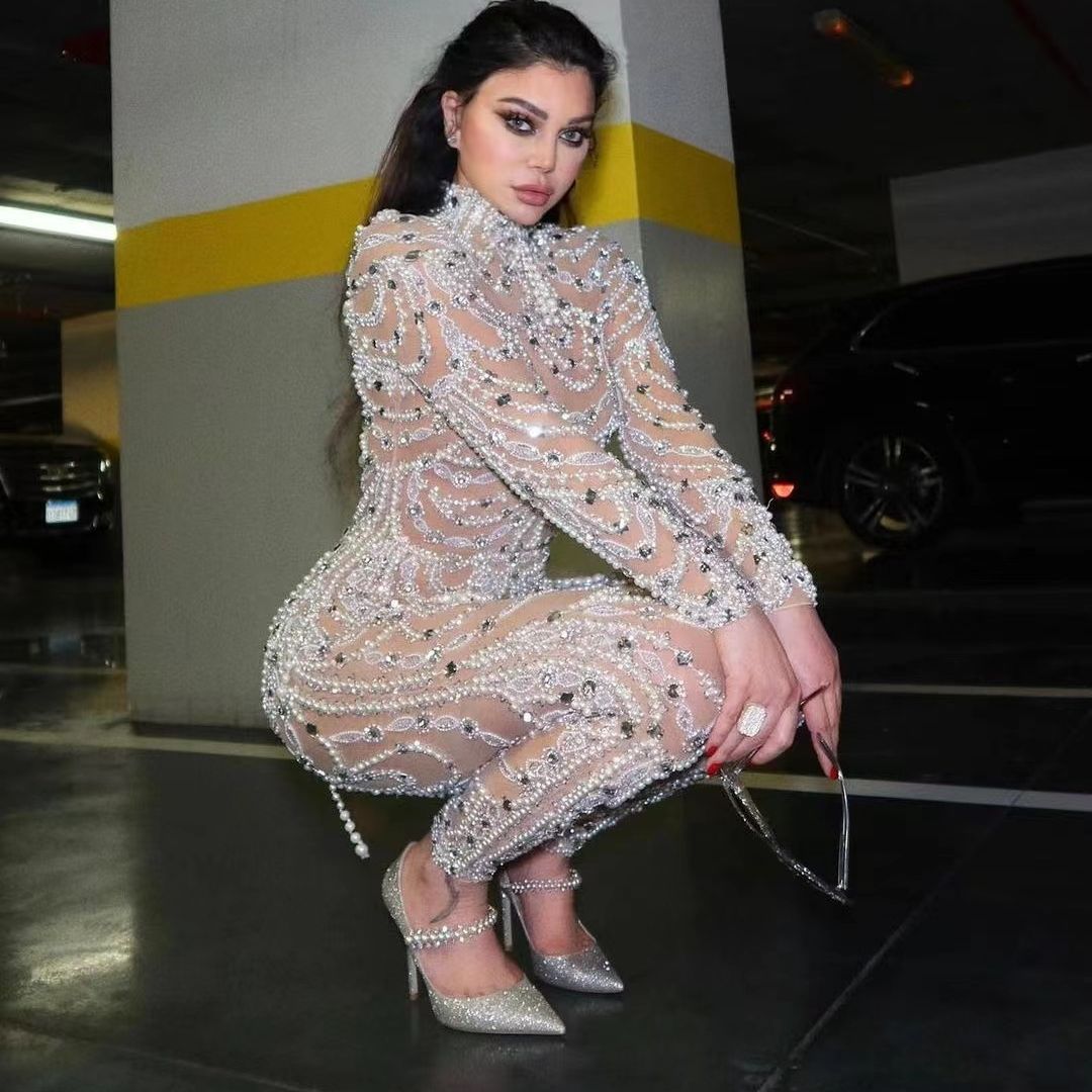 WW | Form-fitting sheer sequin jumpsuit