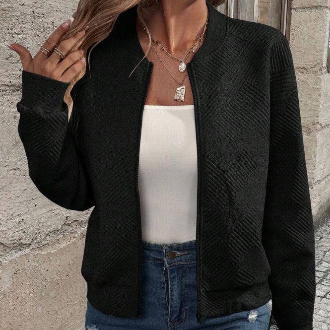 WW | Damen Strukturiertes Bomberjacke Lässiger Stil