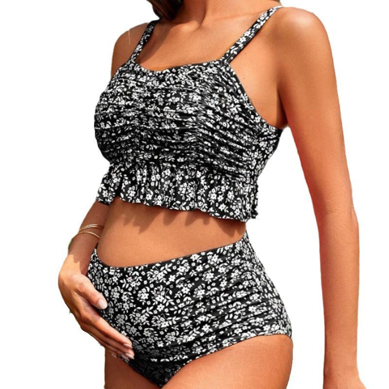 WW | Damen Tankini-Set mit verspielter Raffung und hohem Beinausschnitt