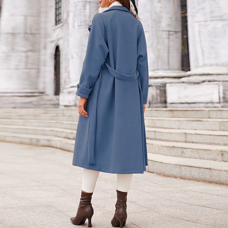 WW | Gürteltier langer Mantel - Elegante Silhouette - Weicher Stoffmix - Übergangsoberbekleidung