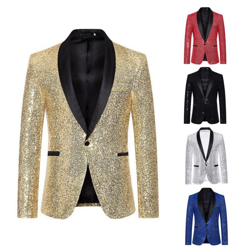 Herren glamouröser Pailletten-Blazer mit modernem Schnitt WW