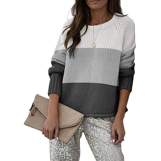 WW | Modischer Pullover mit Gestricktem Farbblockmuster