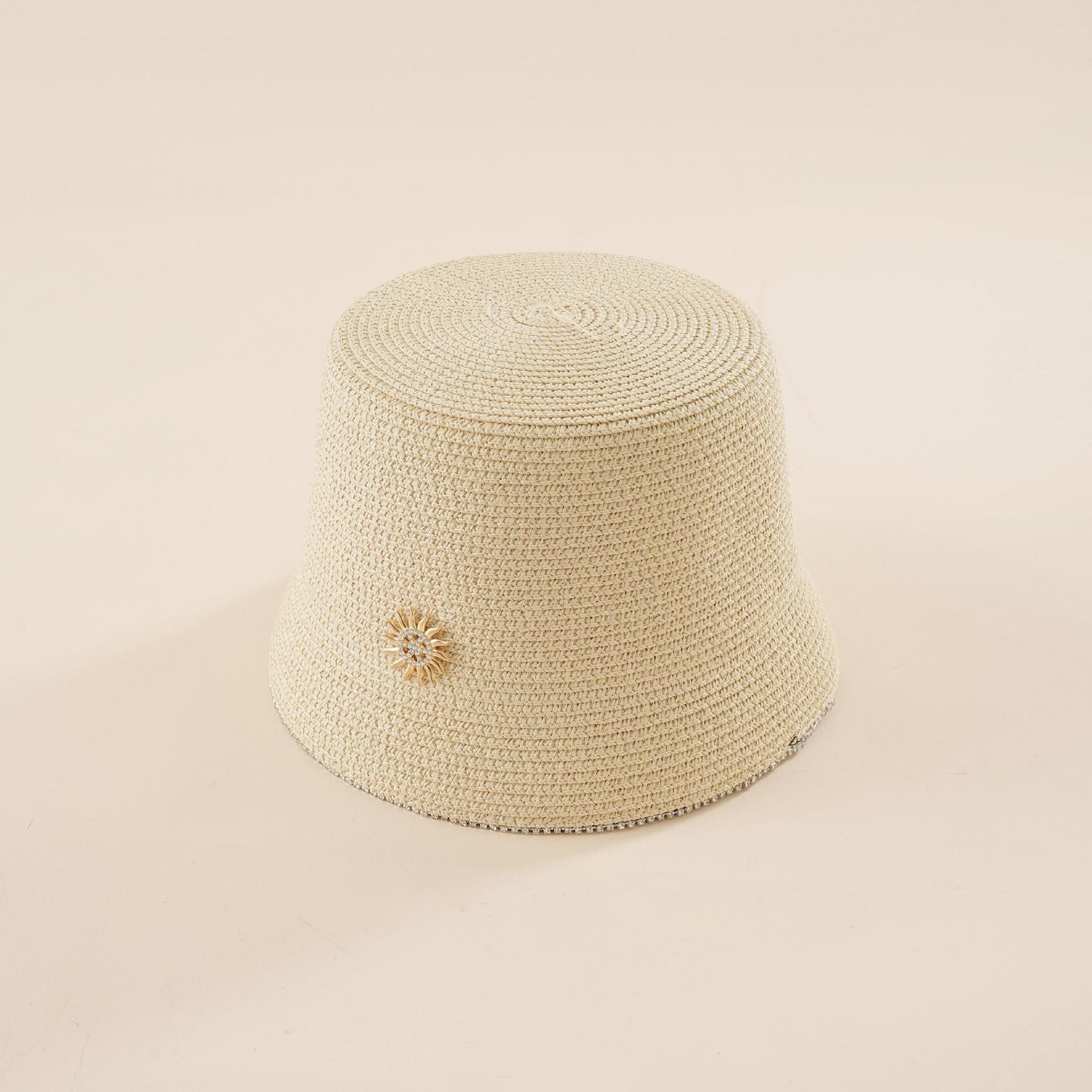 Damen Sommerlicher Strohhut mit dekorativer Blüte WW