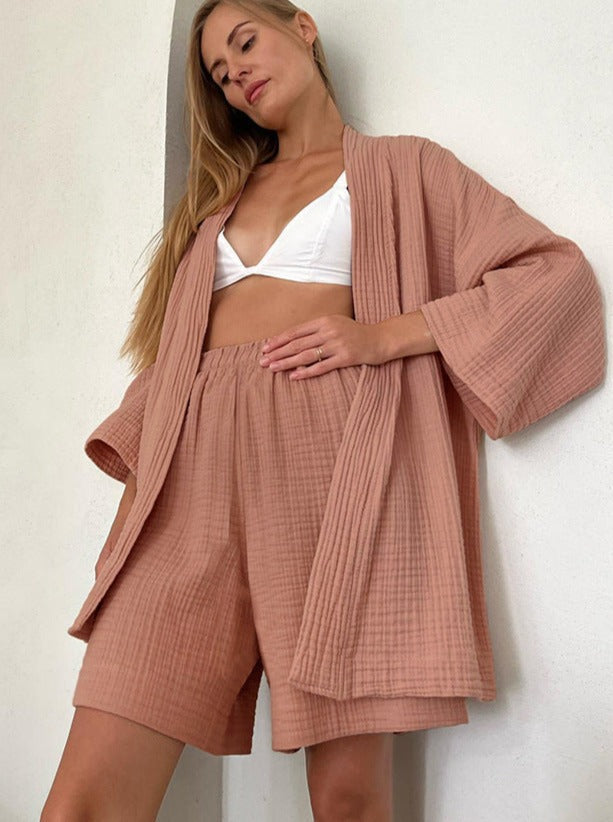 WW Set für Zuhause: Locker sitzende Strickjacke und Shorts