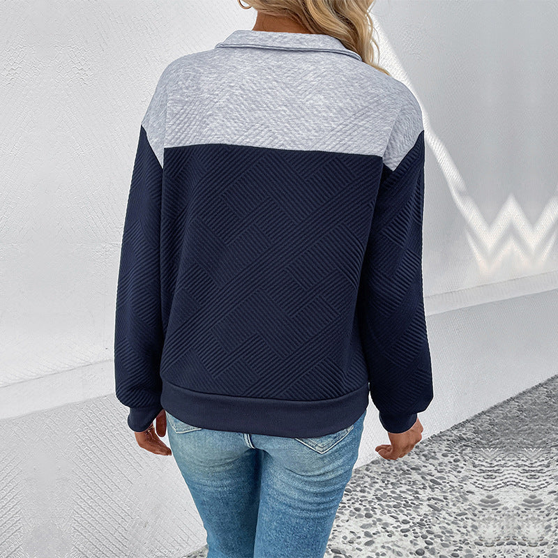 Damen lässiger Sweatpullover mit strukturiertem Design und Knopfdetails WW