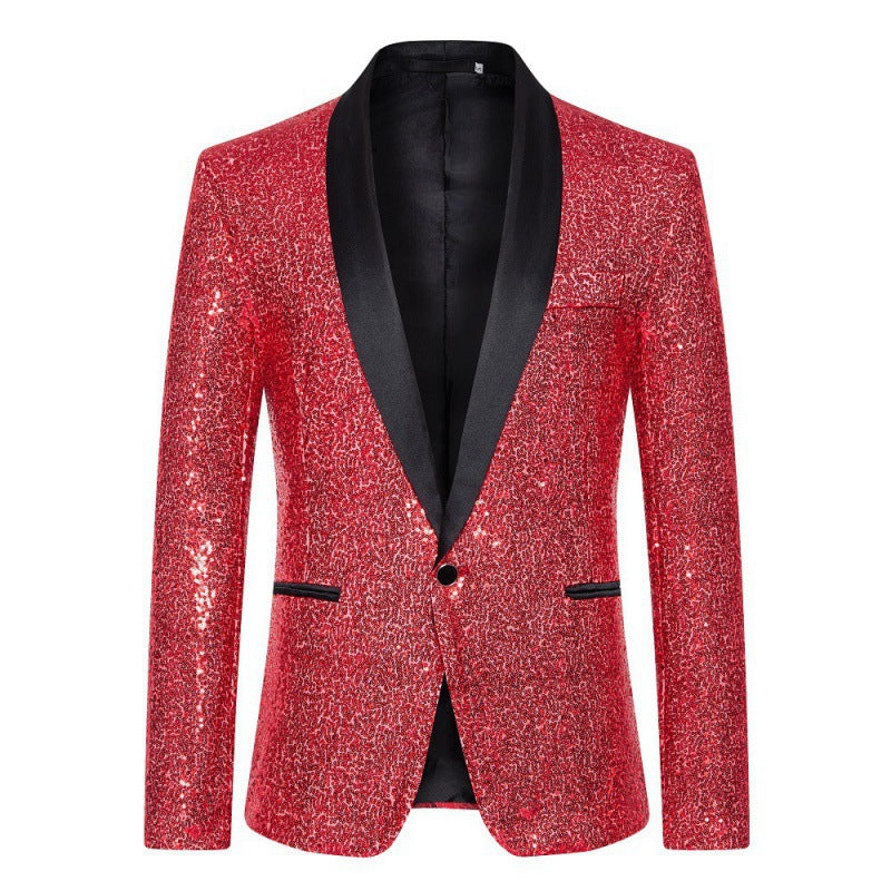 Herren glamouröser Pailletten-Blazer mit modernem Schnitt WW
