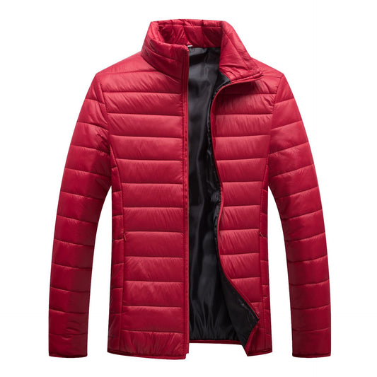 WW | Herren Winter Steppjacke mit vorderem Reißverschluss und Stehkragen