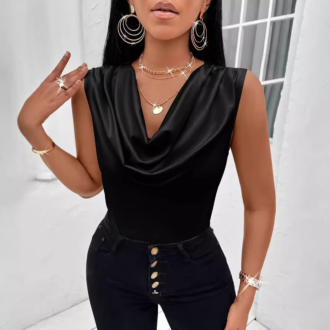 Ladies' elegant top with flowy neckline W&W
