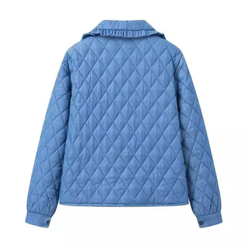 WW | Damen Gequiltete Jacke Große Kragen