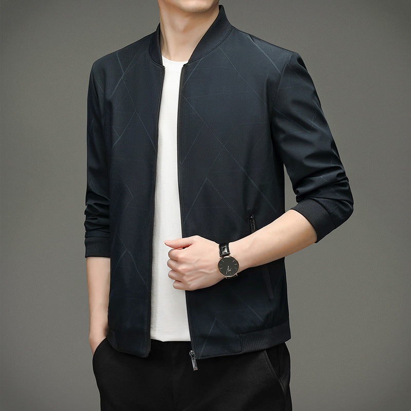 Men's elegant lightweight transitional jacket with a modern stand-up collar and breathable properties WW