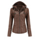 WW | Doppellagige Lederjacke mit Kapuze - Warmer und stilvoller Damenmantel