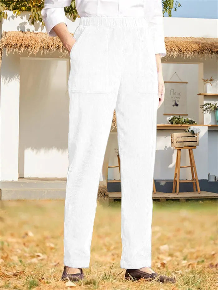 WW | Solid-colored corduroy trousers for women