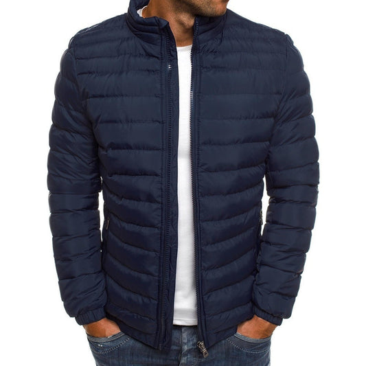 WW | Herren Winter Steppjacke mit hohem Kragen und Reißverschlussverschluss