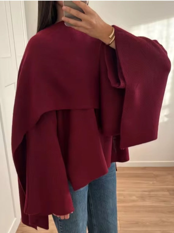 Women's Oversized Jacket with Elegant Cut and Matching Scarf WW