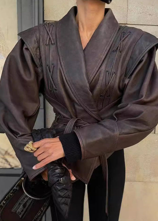 WW | Schnürdetail Faux-Leder Blazer