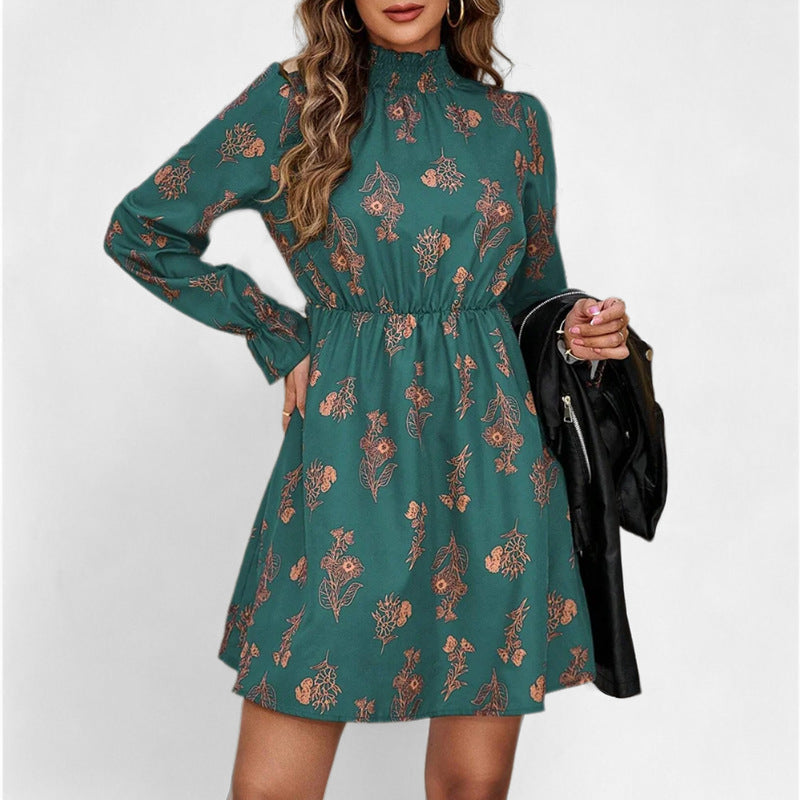 Damen Kleid mit floralem Muster und voluminösen Ärmeln WW