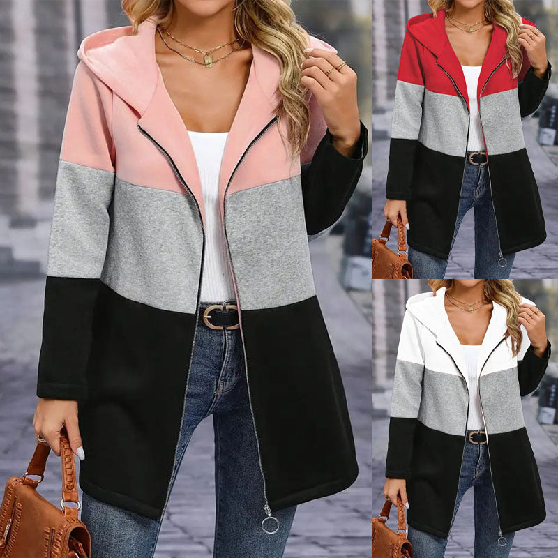 Women's Hooded Jacket in Modern Colorblock Design WW