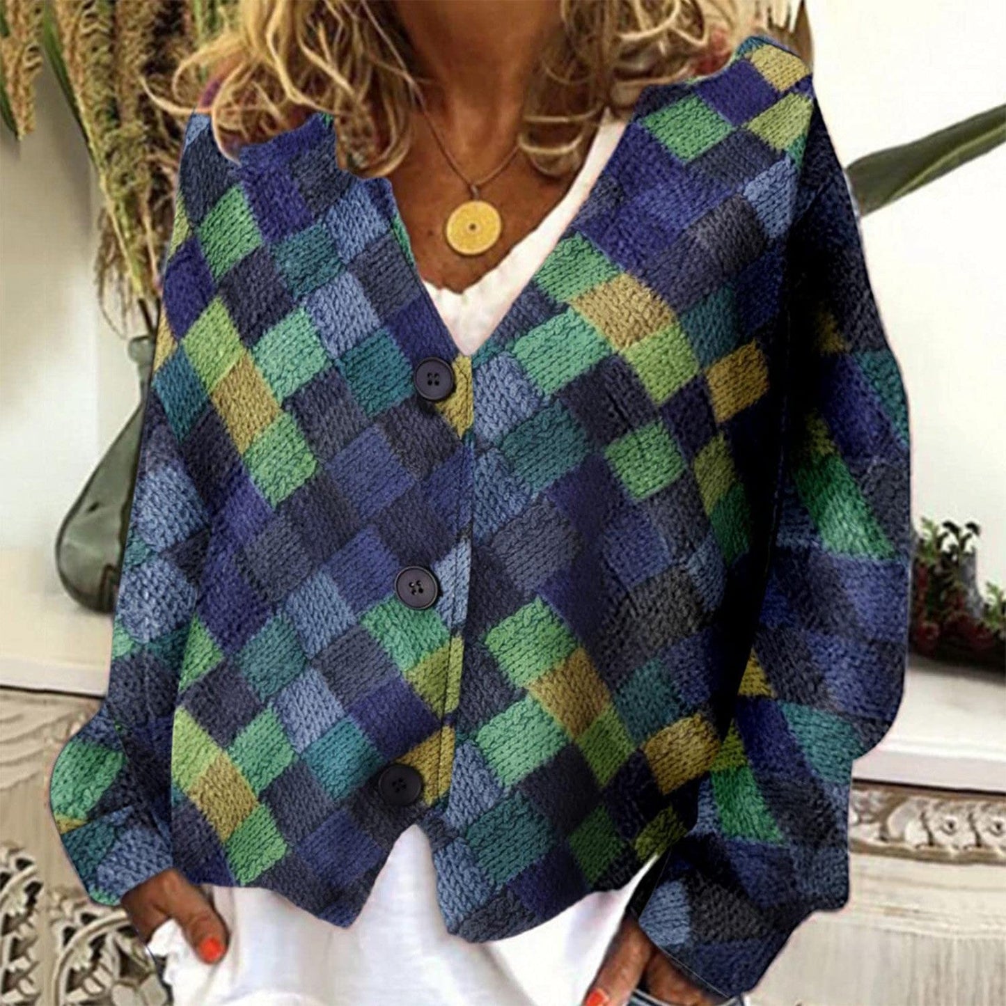 WW | Stylish V-Neck Jacket with Buttons