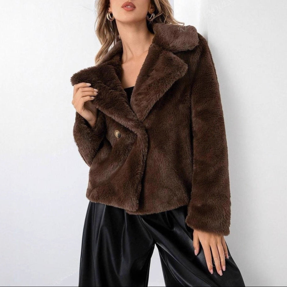 WW | Damen Trendy Teddyjacke Weiche Mode Niedrig
