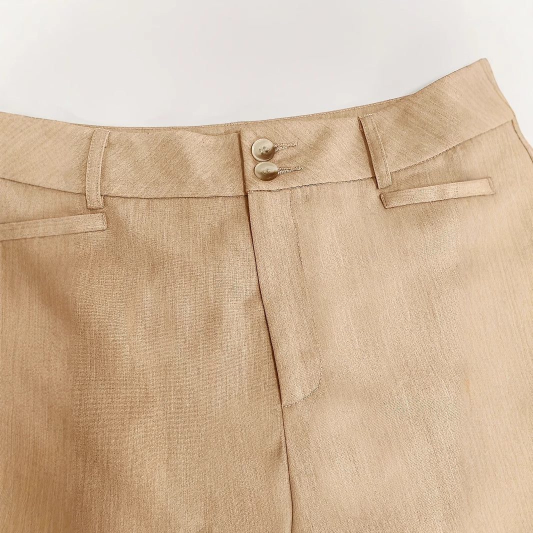 WW | Elegant and Comfortable High-Waist Trousers with Decorative Buttons