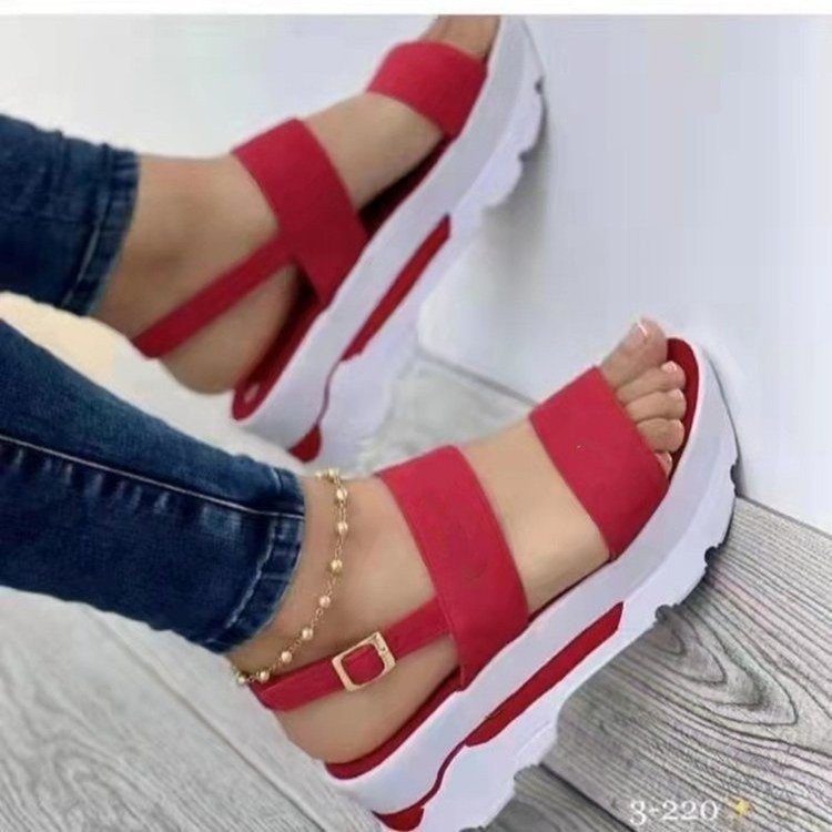 Damen Plateau-Sandalen mit elastischem Riemen und rutschfester Sohle W&W