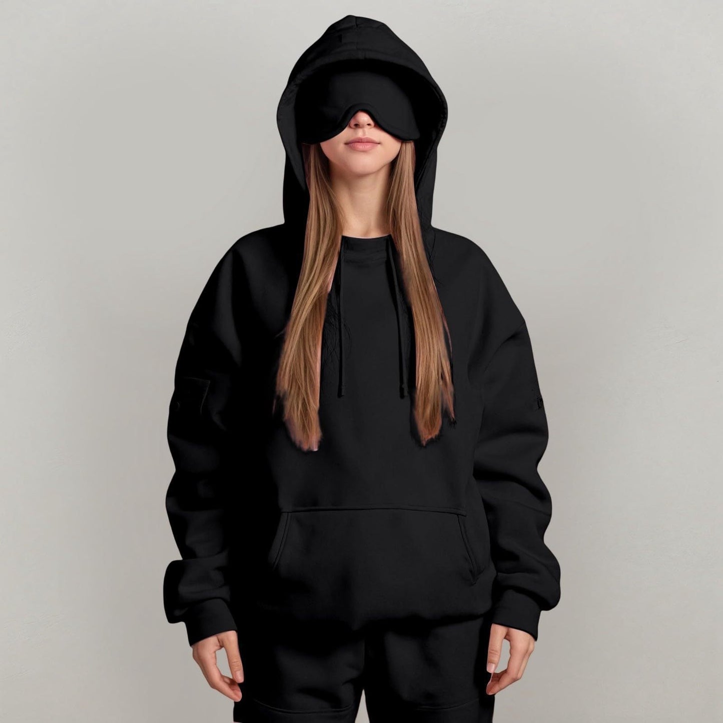 Women's Cuddly Oversized Hoodie with Integrated Eye Mask WW