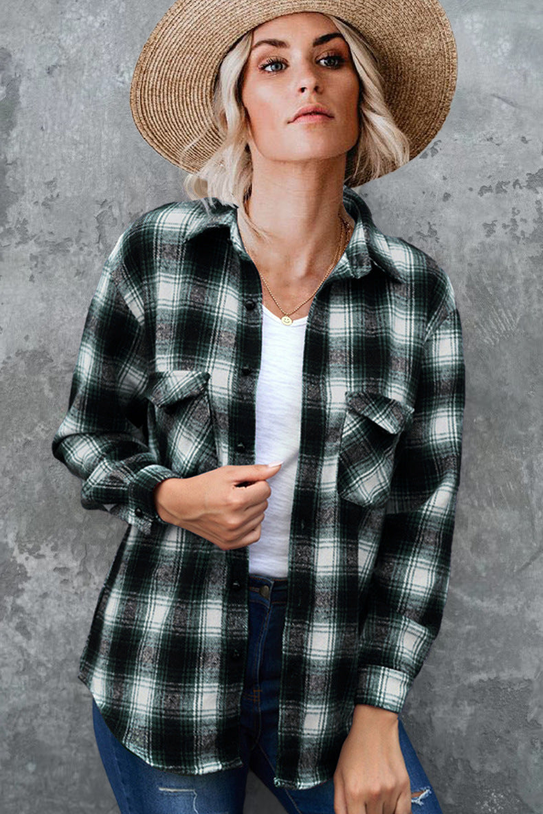 Damen Karo-Hemdjacke aus weichem Flanell mit praktischen Taschen WW