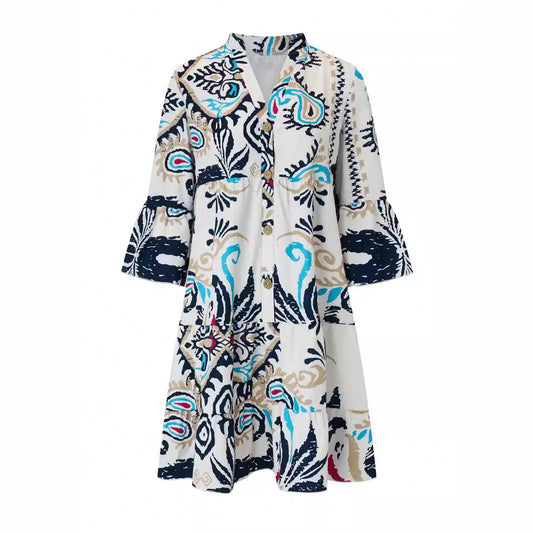 Damen Freizeitkleid mit modischem floralem Design und langen Ärmeln WW