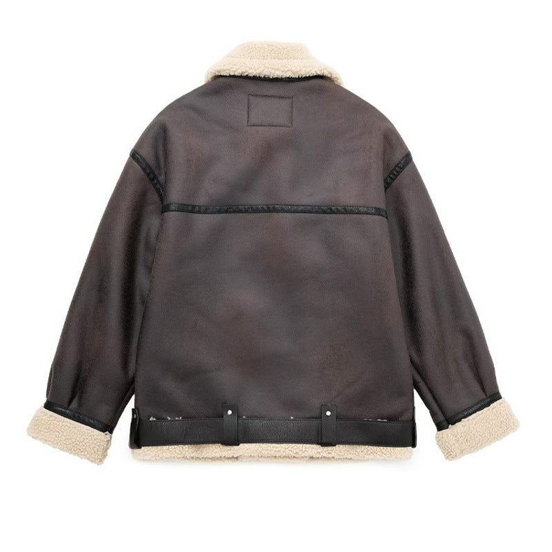 WW | Braune Lederfliegerjacke für Damen