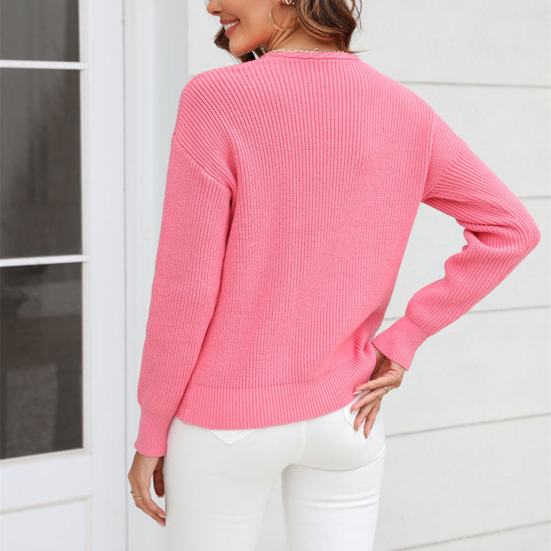 WW | Modischer Pullover Aus Einfarbigem Strickstoff