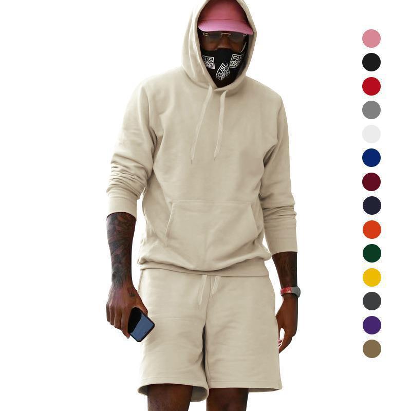 Men's sporty hoodie and shorts set made of high-quality sweatshirt fabric WW