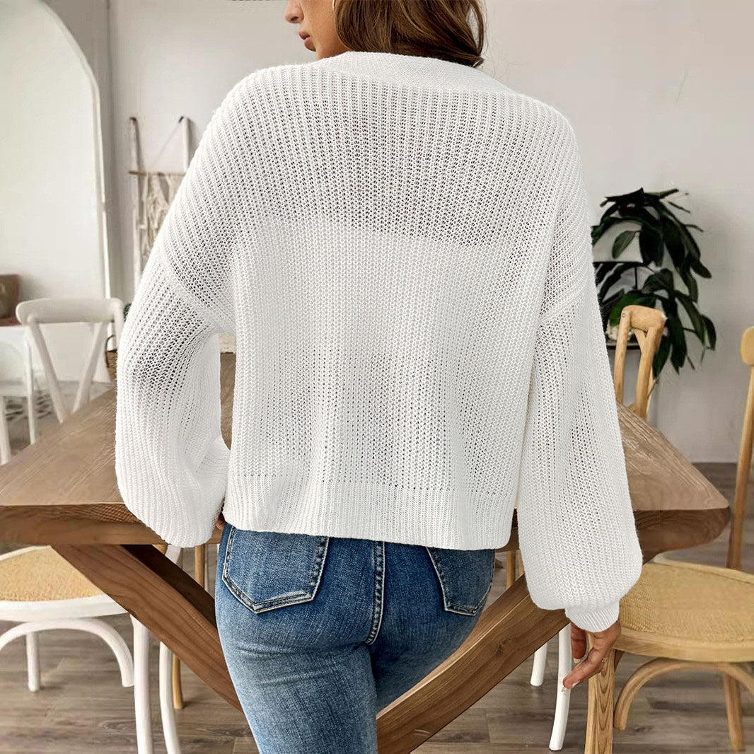 Damen lässige Strickjacke mit eleganter Knopfleiste und weitem Schnitt WW