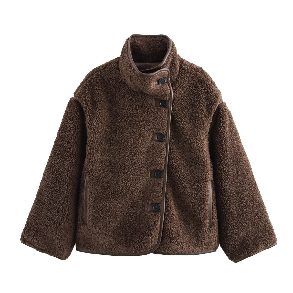 WW | Lässiger Langarm Teddy Fleece Mantel
