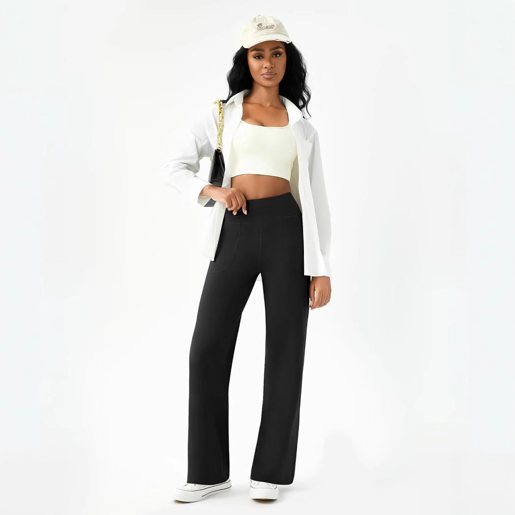 Damen bequeme Freizeithose mit seitlichen Taschen und elastischem Bund WW