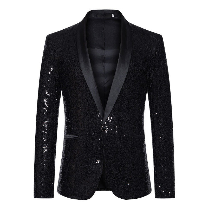 Herren glamouröser Pailletten-Blazer mit modernem Schnitt WW