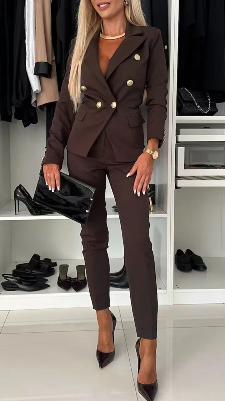 WW | Blazer Slim Passform Doppelreiher Maßgeschneiderte Silhouette Bürobekleidung