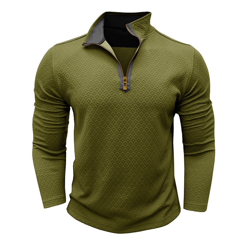 WW | Cotton Knit Sweater Regular Fit Half-Zip Textured Pattern