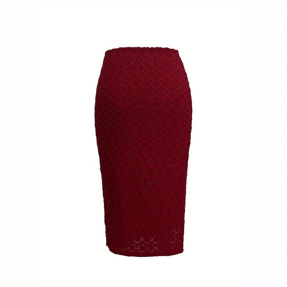 WW | Pencil skirt with textured design and side slit