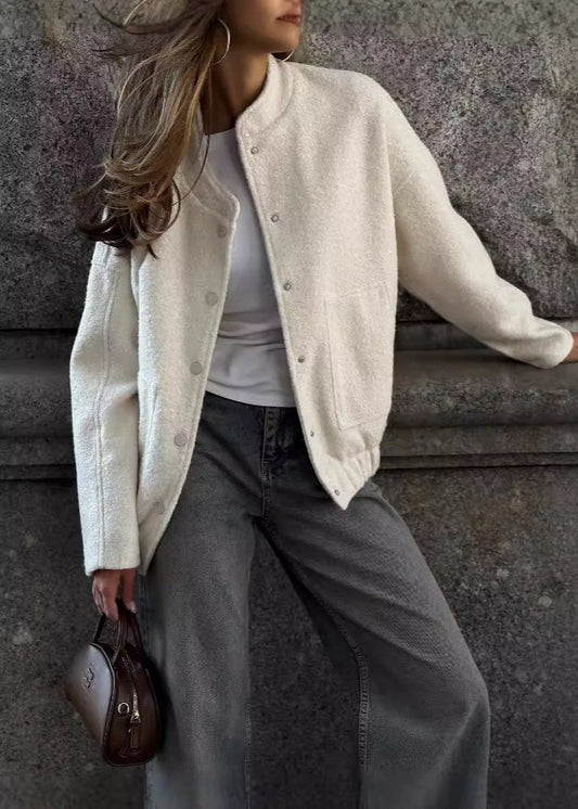WW | Strukturiertes Fleece Snap-Button Jacke