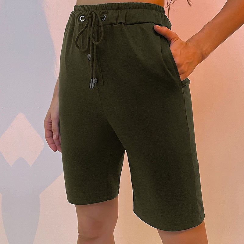 Damen sportliche Shorts mit elastischem Bund und seitlichen Taschen WW