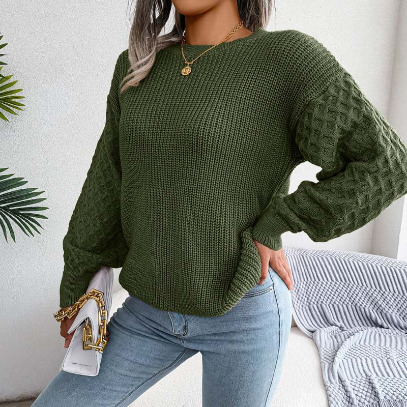 WW | Schlichter Pullover Aus Einfarbigem Strickdesign