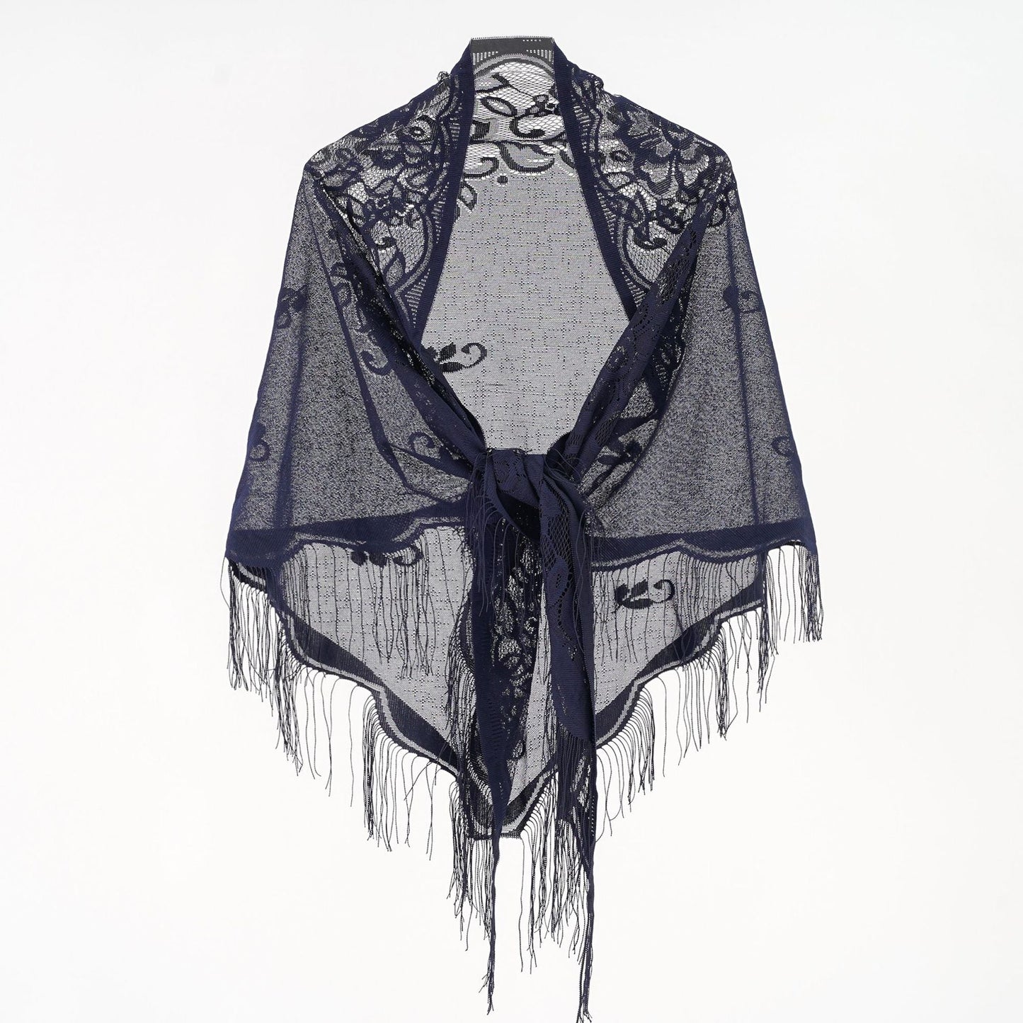 Damen Eleganter Chiffon-Schal mit kunstvollen Fransen WW