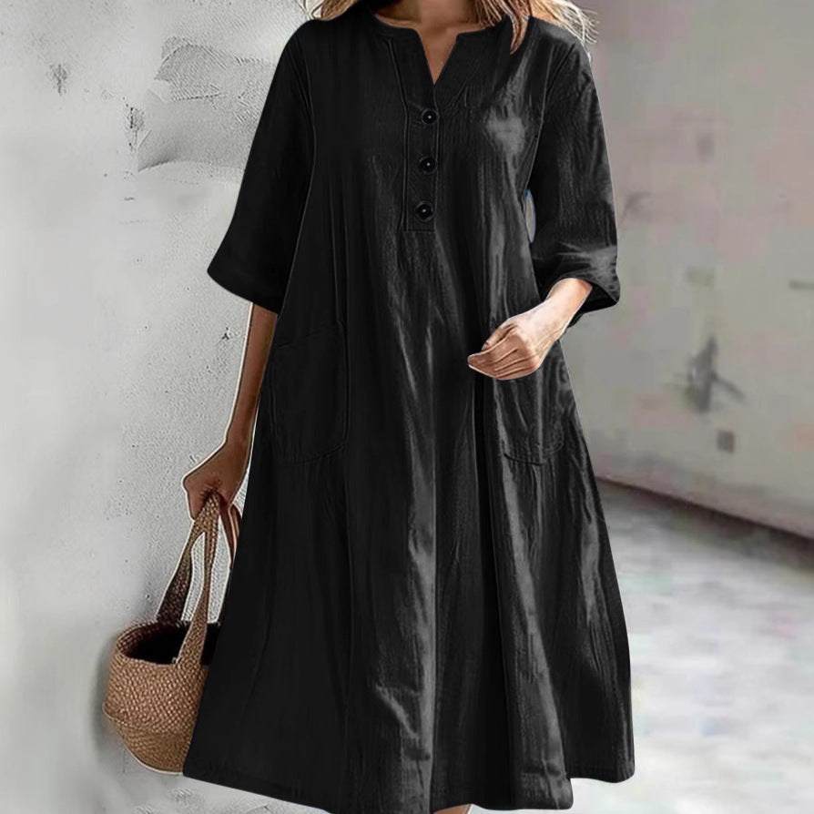 Damen lässiges Strandkleid mit praktischen Taschen WW