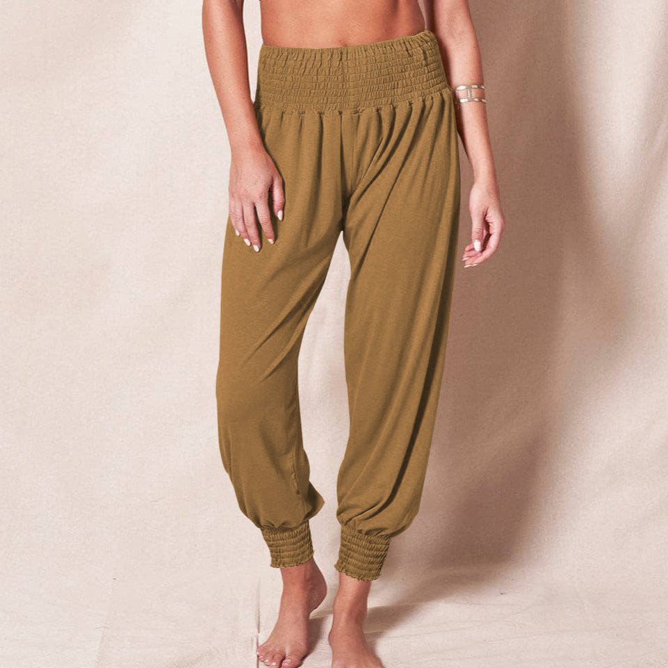 Damen weiche und bequeme Relax-Hosen mit elastischem Bund und buntem Design WW